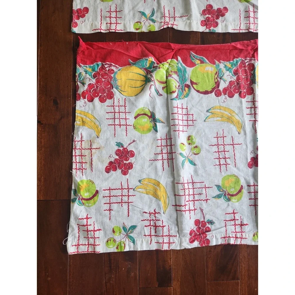 Vtg 40's-50's Feed flour Sack Fabric Valances authentic Cotton Fruit Print 40x24